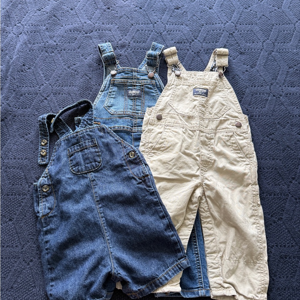Kids Denim and Cream Overalls Set